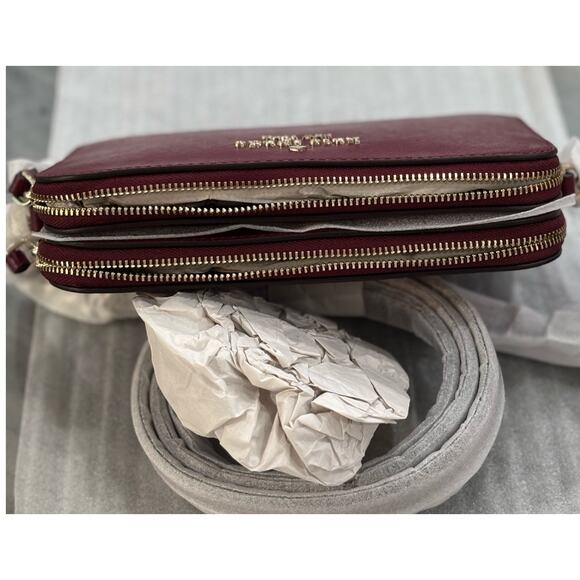 Kate Spade Double Zip Cameron Crossbody Saffiano Leather Blackberry - Picture 3 of 9